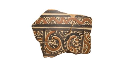 Ancient Pottery Fragment Decorative Swirls