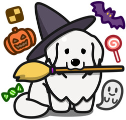 ハロウィン仮装のグレートピレニーズ