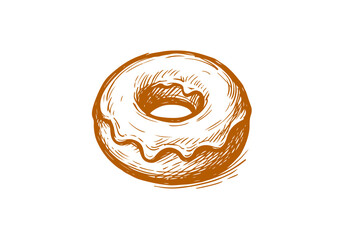 Doughnut hand drawn sketch vector illustration