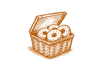 Doughnut hand drawn sketch vector illustration