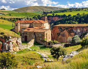 Picturesque historical village nestled in a valley