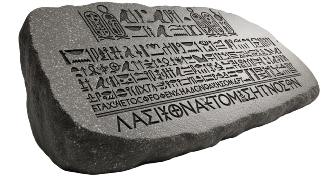 Rosetta Stone Ancient Egyptian Hieroglyphs and Greek Scripts