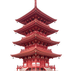 Traditional Japanese red pagoda with tiered roof