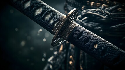 Samurai Sword on Textured Dark Background