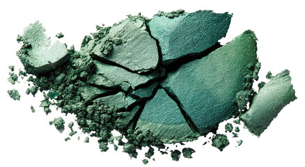 Crushed teal eyeshadow powder, cracked pieces