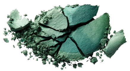 Crushed teal eyeshadow powder, cracked pieces