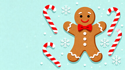 Gingerbread man with candy canes