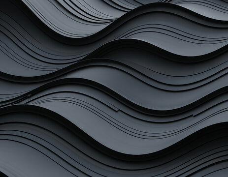 Abstract dark grey wavy textured background with flowing parallel lines creating a sense of depth and movement