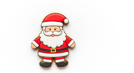 Festive santa claus gingerbread cookie isolated on white background, perfect for holiday treats and decorations