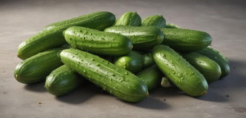 A glistening heap of freshly harvested cucumbers ,  delicious,  cucumbers,  garden