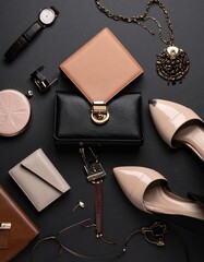 fashion accessories and designer items layout, premium brand products, 
