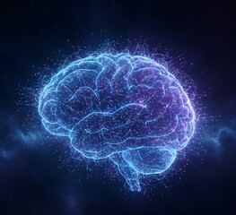 Artificial Intelligence Concept A Glowing Digital Brain