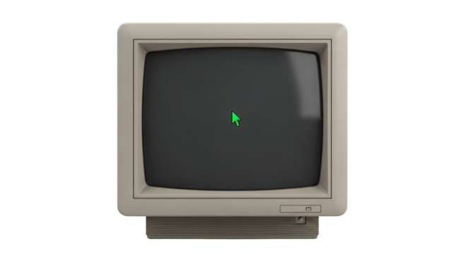 Green Cursor on Dark Retro Monitor Screen