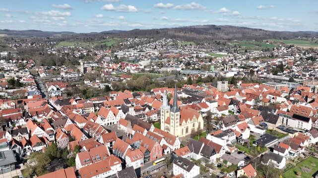 Tilt up view of Lemgo town in Germany