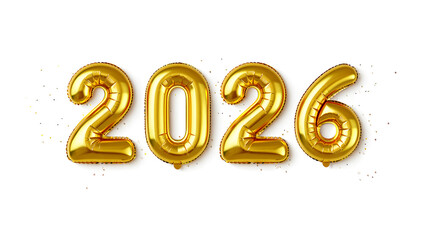 Golden balloons form the year 2026 for new year's eve celebration and festivities