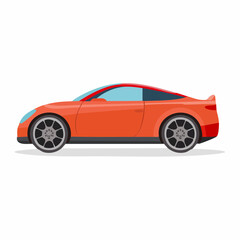 Sleek Red Sports Car on White Background.
