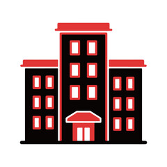 Obraz premium Sleek and modern building icon in red and black, a versatile vector illustration for corporate, real estate, or housing concepts
