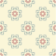 Seamless pattern with plant and floral motifs