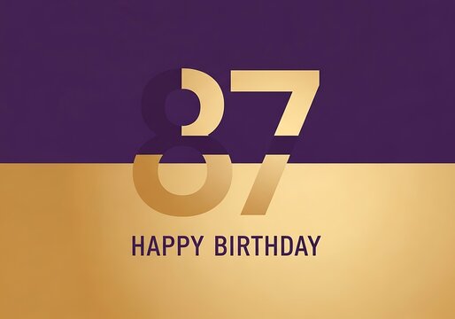 Stylish Happy 87th Birthday Greeting with Modern Gold and Purple Overlay Design