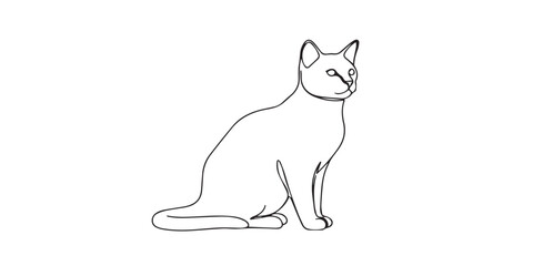 Obraz premium Elegant illustration of a cat created with a continuous clean outline, showcasing simplicity and modern style