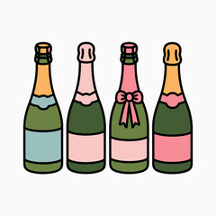 Colorful Champagne Bottles Illustration