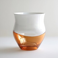 White-orange glass vessel, smooth curves