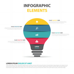 Creative light bulb infographic with colorful segments and icons for business ideas and presentation