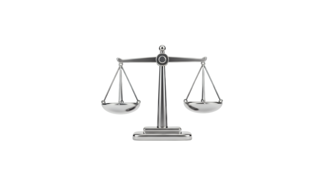 Silver Scales of Justice Symbol on Black Background