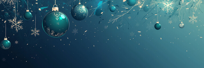 Abstract Christmas and New Year Background with Snowflakes and Shiny Ornaments for Card Design and Advertising