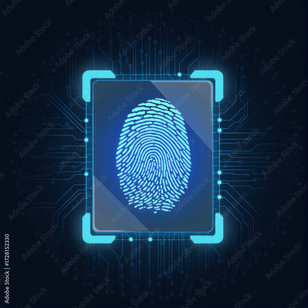 Wall mural businessmen fingerprint scanning and biometric authentication processing of biometric for access per