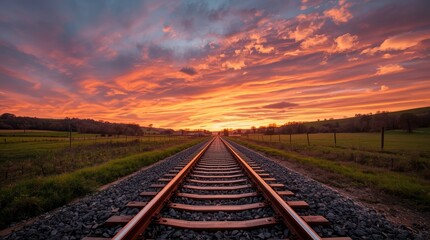 road railway at sunset