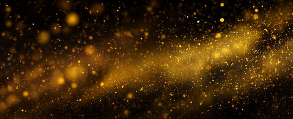 Abstract Dark Golden Space Background with Bokeh Stars, Sci-Fi Banner Design in Ultra-Realism