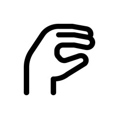 A simple black line drawing of a hand with fingers curled inward against a white background illustration