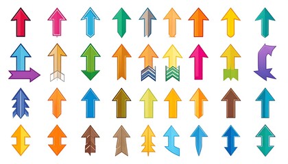 Colorful upward pointing arrows in various styles