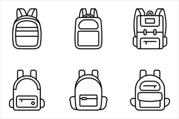 school bag icon set,  flat illustration of vector icon on white background. 