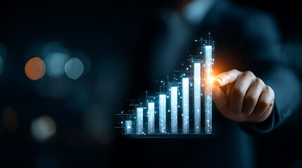 Business growth hand gesturing chart