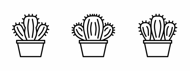Stock vector. Cactus icons. Black cactus icon set. Cactus elements. Collection of cactus. Vector illustration.