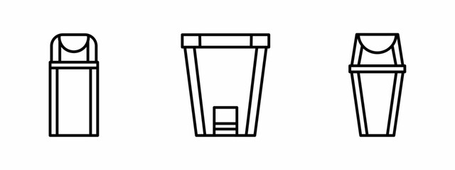 Stock vector. Trash bin icons. Black trash icon set. Trash bin elements. Collection of trash. Vector illustration.