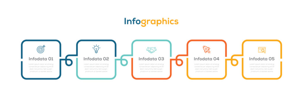 Business infographic template with rectangle and marketing icon. 4 Step timeline journey. Process diagram, Infographic elements vector illustration.