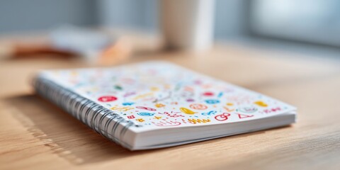 Authentic Neurodiversity Creative Notebook Close-Up with Colorful Doodles Modern ADHD Inspiration for Young Professionals Marketing and Social Media