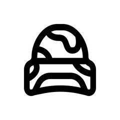 Illustration of a winter hat with a folded brim and a patterned top in a simple outline style design