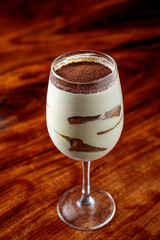 Tiramisu in a glass cup