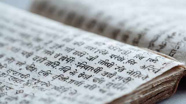 Authentic Hindi Diwas Close-Up of Textured Script on Paper Premium Educational Content Celebrating Cultural Heritage for Language Preservation Campaigns