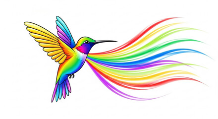 Fototapeta premium A vibrant hummingbird, with rainbow trail, symbolizing freedom, beauty, and the magic of natures colorful wonders