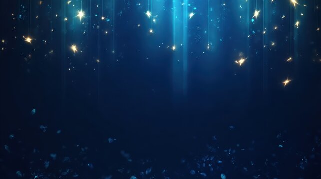 Abstract background featuring night sky, stars and bokeh effects for romantic and natural applications. Use for promotions, events, and creative content.