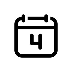 Illustration of a calendar icon with the number four displayed in a bold, simple, and minimalist style