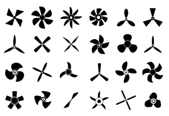 A set of different propellers aircraft propellers air coolers ship propellers © Kristian