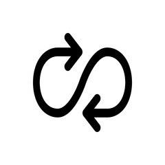 Looping arrow symbol with two arrows pointing in opposite directions in a continuous black line shape