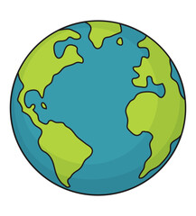 Earth Illustration – Cartoon Globe with Simplified Continents for Educational, Environmental, and Geographic Design Projects Vector Clipart
