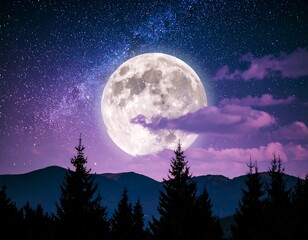 Majestic moonlit mountain landscape